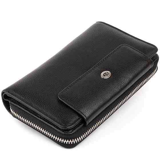 Кошелек из кожи на защелке Черный (ST Leather) Киев