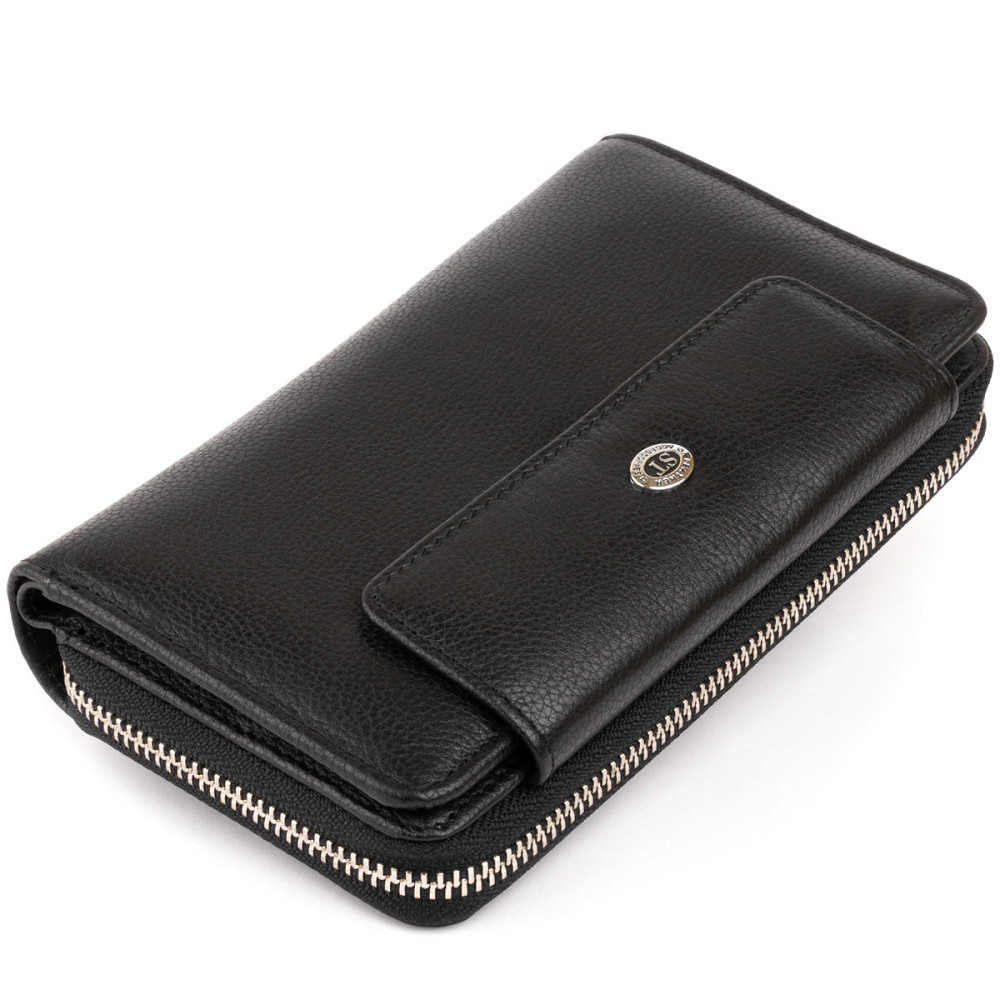 Кошелек из кожи на защелке Черный (ST Leather) Киев - изображение 5