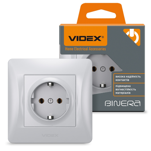 BINERA срібний шовк Розетка внутрішня 1-а із заземленням Videx Житомир - фото 1