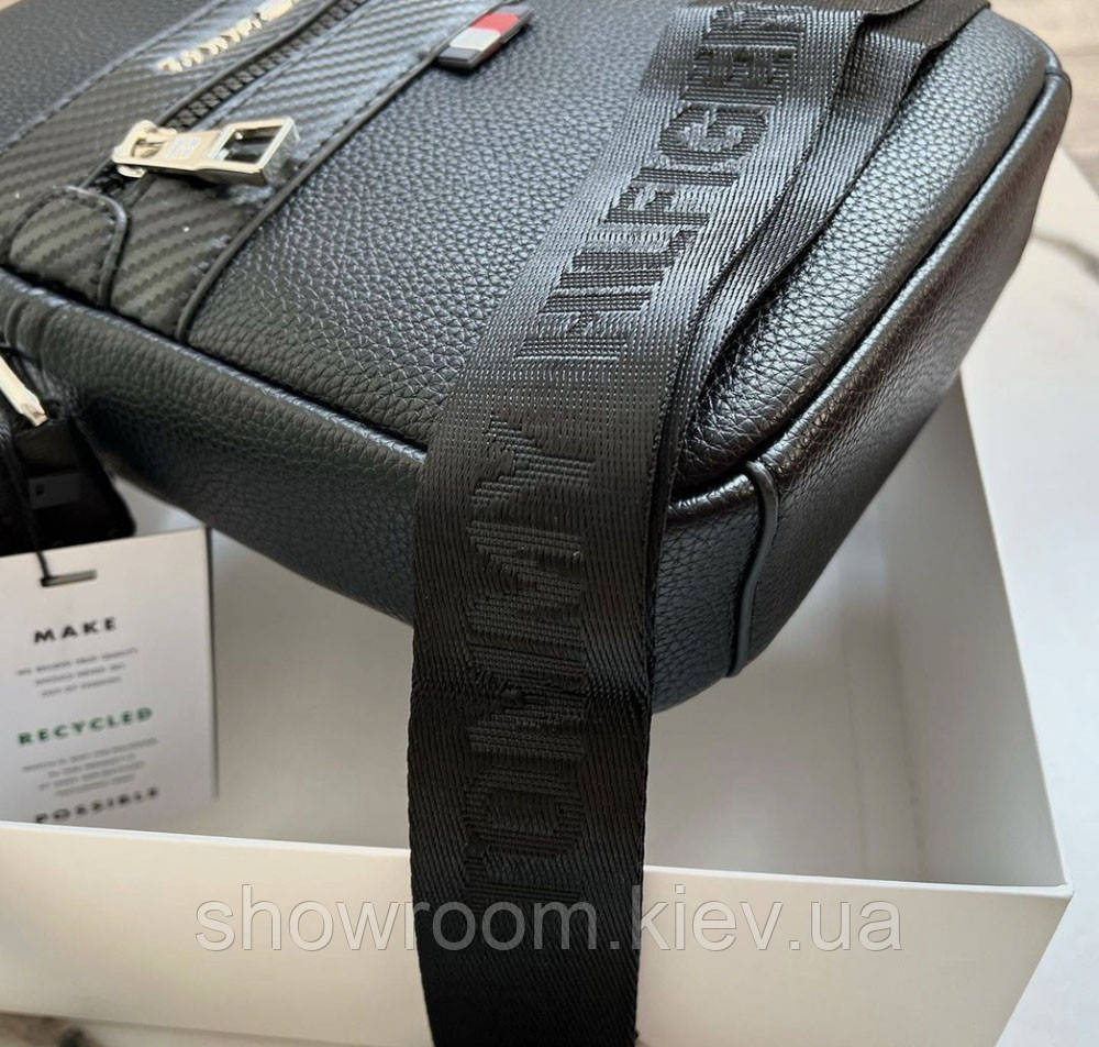 Чоловіча брендова сумка через плече (1016-2) чорна Київ - фото 2