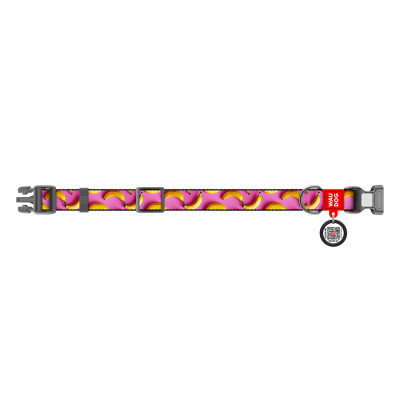 Нашийник для тварин WAUDOG Nylon з QR паспортом "Банани на рожевому" пластиковий фастекс S (280-4055) Вінниця - фото 2