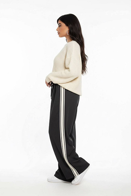 Брюки женские A-N 2752 спортшик палаццо с лампасами черные, черный, M Киев - изображение 20