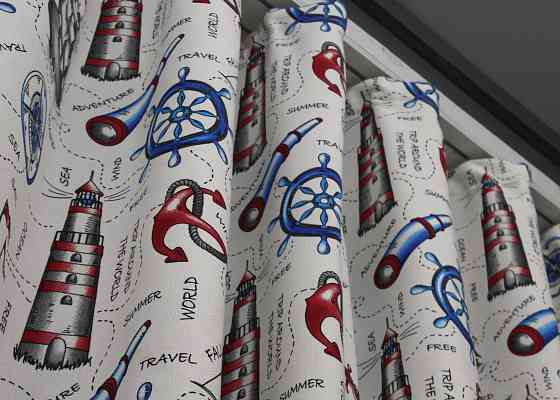 Шторная ткань, с разноцветным принтом «Sea Travel» цвет разноцветный 1498ш Киев