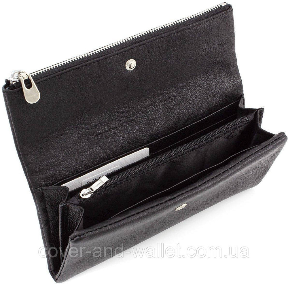 Модный женский длинный кожаный кошелек черного цвета ST Leather 269 Киев - изображение 4