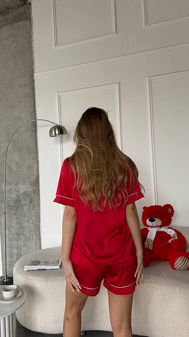 Жіноча базова розкішна піжама двійка шовк Армані Червоний, 46/48 Одеса - фото 7