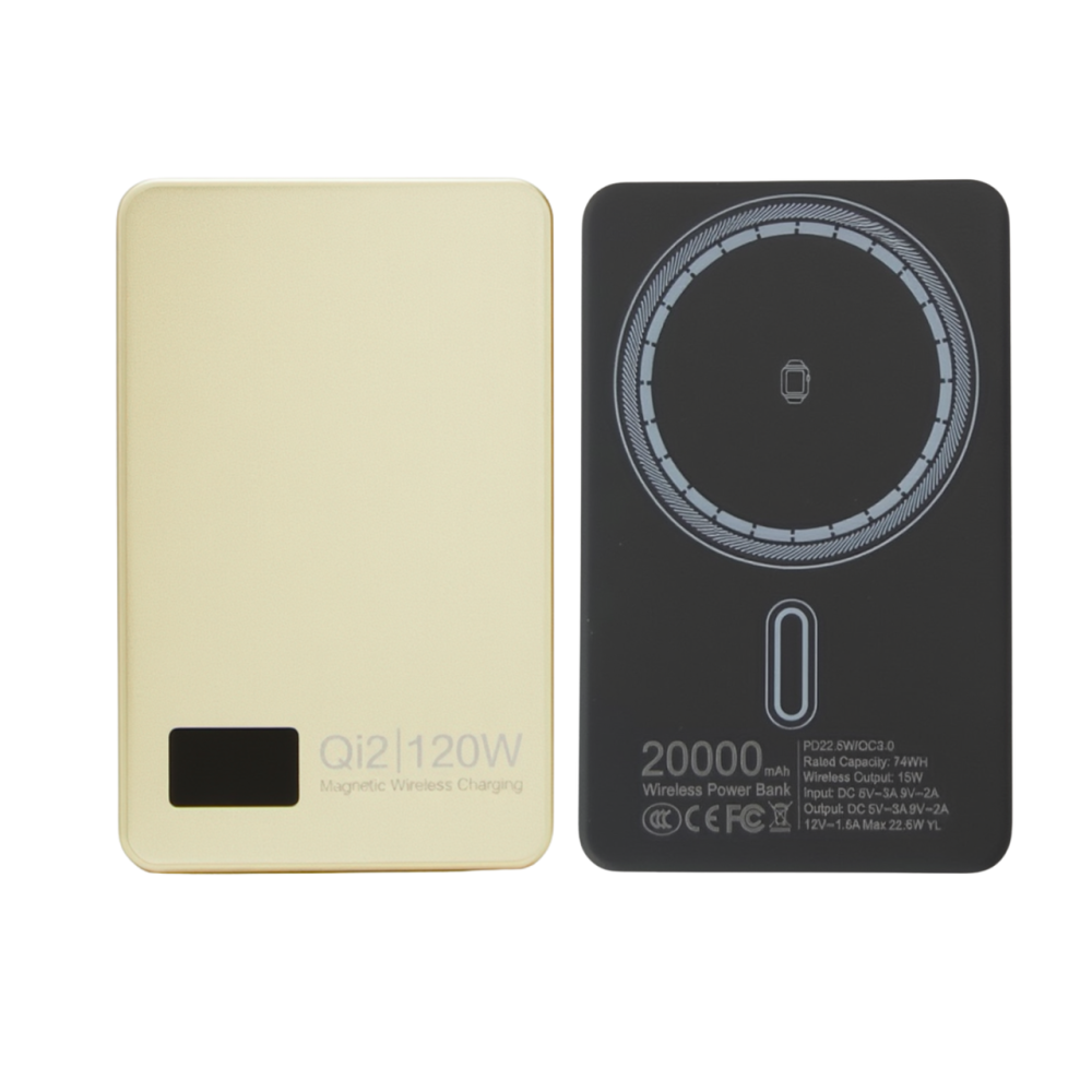 Павербанк 20000мАч для смартфона з бездротовою магнітною зарядкою, бездротовий Power Bank для iPhone магсейф Gold Кам'янець-Подільський - фото 1