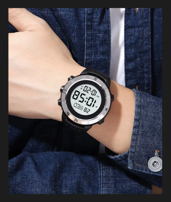 Чоловічий спортивний годинник Skmei 2015 (Чорний з білим циферблатом S) Київ - фото 6