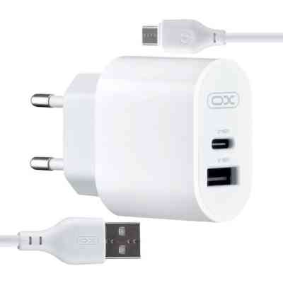 Зарядний пристрій XO L97 (1Type-C/1USB/2.4A) + USB - MicroUSB White (XO-L97-MC) Вінниця