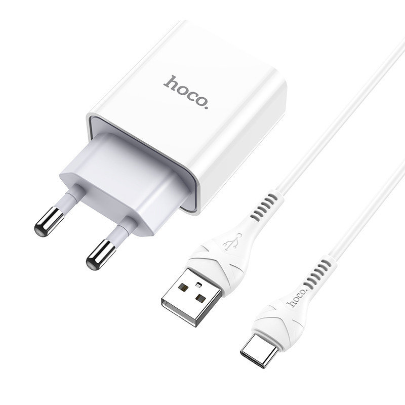 Мережевий зарядний пристрій з кабелем HOCO C81A Asombroso single port charger set(Type-C) White Одеса - фото 3
