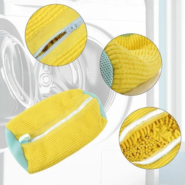 Сумка мешок для стирки обуви, кроссовок и деликатных тканей  39х19 см,в цветах желтый, серый, белый, берюза Одесса - изображение 4