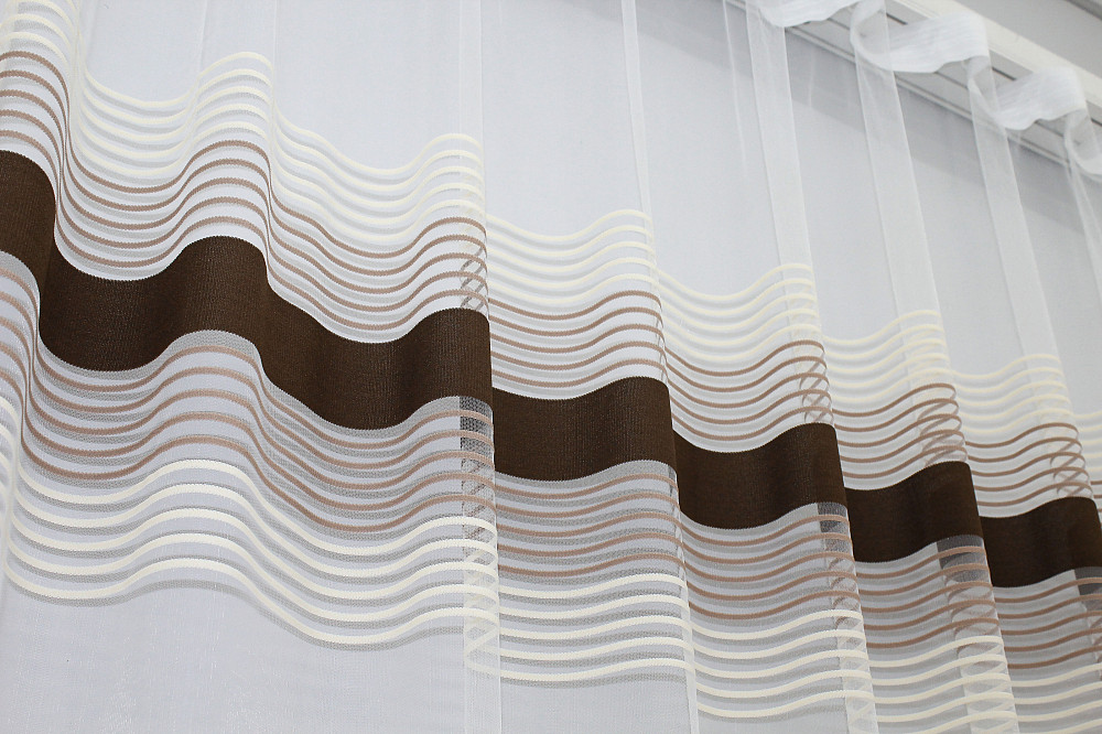 Тюль VR-Textil 1309т Терція Фатин смужки Венге з бежевим та какао 300х270 см (42-0008) Київ - фото 8