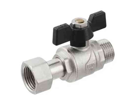 Кран кульовий 1/2 з накид. гайкою ЗВ, DN15, PN40, PRBM1, метелик, BLACK ТМ RAFTEC Київ
