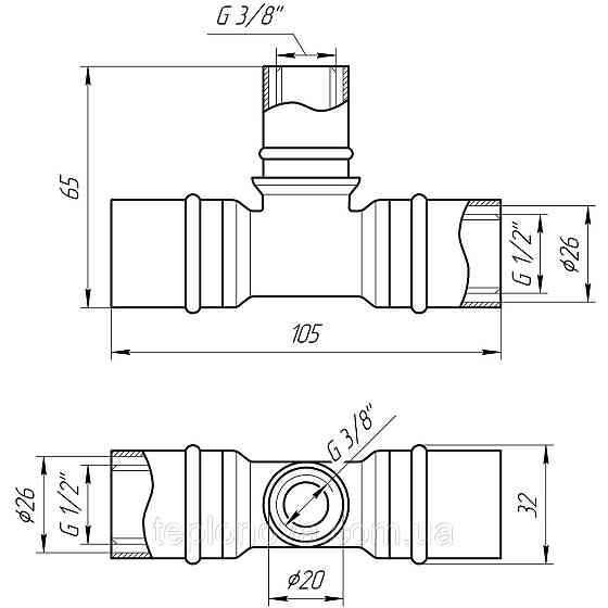 Тройник промежуточный пресс APE AP 131 26х20х26 ITALY Черновцы