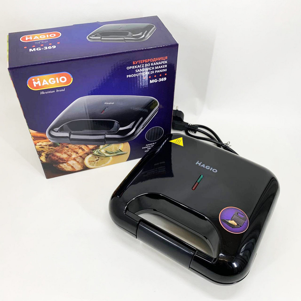 Притискний гриль для булочок і сендвічів Magio, Гриль контактний плоский, Електробутербродниця для дому HI-71 Львів - фото 3