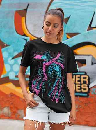 Футболка з аніме принтом Людина-бензопила оверсайз (S/M/L) Чорний AnimeJ1084 Дніпро