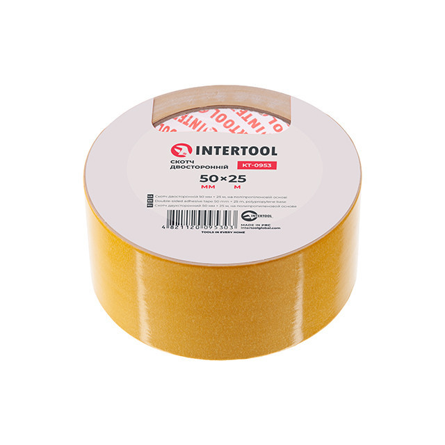 Скотч двосторонній, 25 м, 50 мм, на поліпропіленовій основі INTERTOOL KT-0953 Київ - фото 2