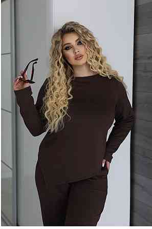 Жіночий костюм з асиметричним лонгслівом "Travel" |  Норма та батал Шоколадний, 46-48 Київ