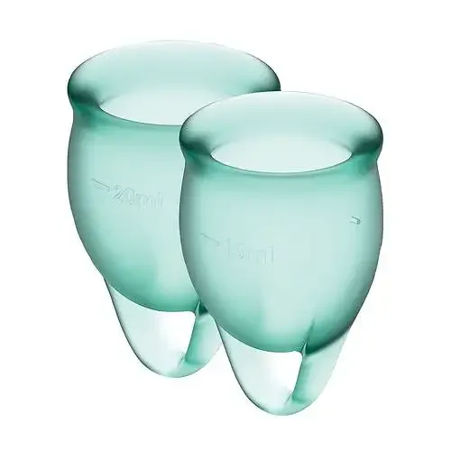 Набір менструальних чаш Satisfyer Feel Confident (dark green), 15мл і 20мл, мішечок для зберігання Львов - изображение 1