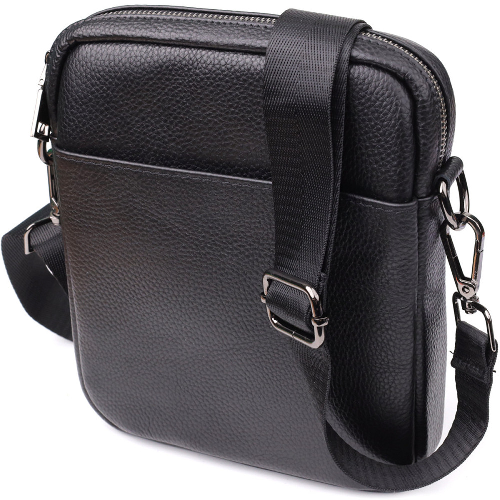 Компактна чоловіча сумка на плече з натуральної шкіри Чорний (Vintage) Київ - фото 5