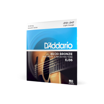 Струни для гітари D'Addario 80/20 Bronze Regular Light 12-String (10-47) (EJ36) Вінниця - фото 2