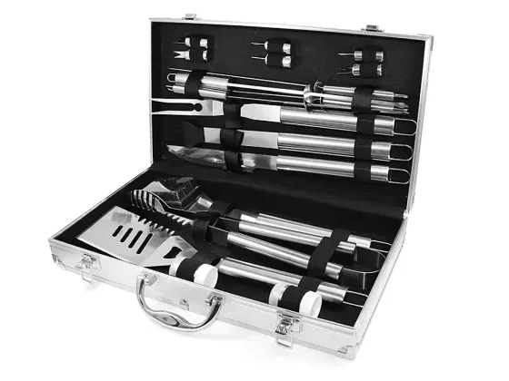 Набір для мангала BBQ Tools Set AL-18, 43х24х8 см, 18 предметів, нержавіюча сталь, алюмінієві ручки Одеса