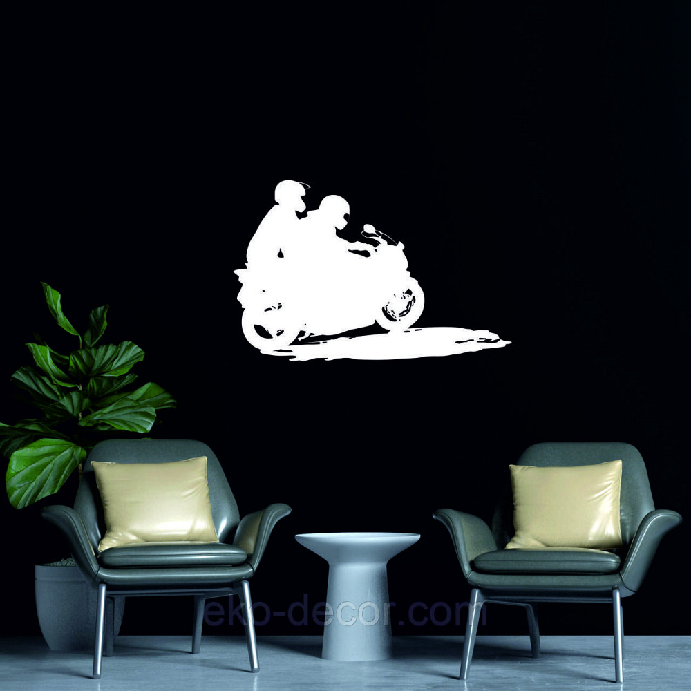 Декоративное настенное Панно «Мотоцыкл с коляской» Декор на стену 50*32 см, Белый Киев - изображение 5