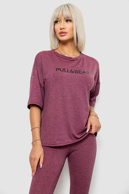 Костюм домашній жіночий трикотаж з принтом, прямий крій, на резинці, Сливовий, S-M Лубни - фото 8