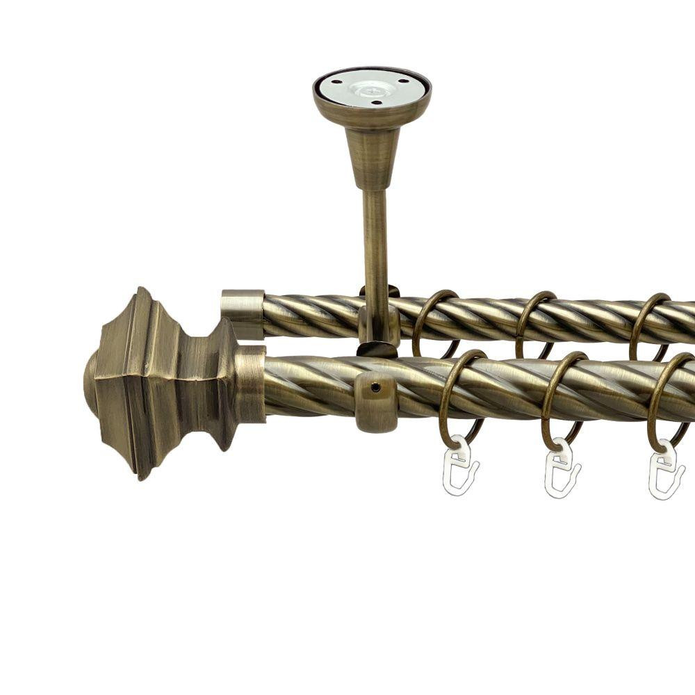 Карниз Orvit Борджеза металевий дворядний відкритий до стелі скручена труба кільце металеве Антик 25\19 мм 240 Львов - изображение 1