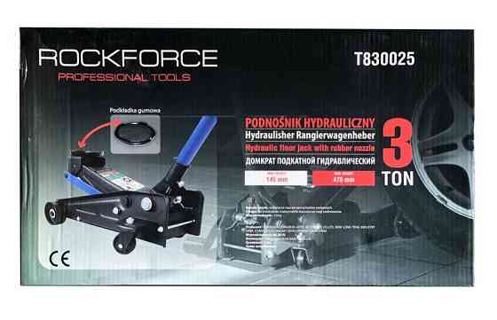 Домкрат підкатний гідравлічний 3 т (h min 145 мм, h max 475 мм) з гумовою накладкою ROCKFORCE RF-T830025 Одеса