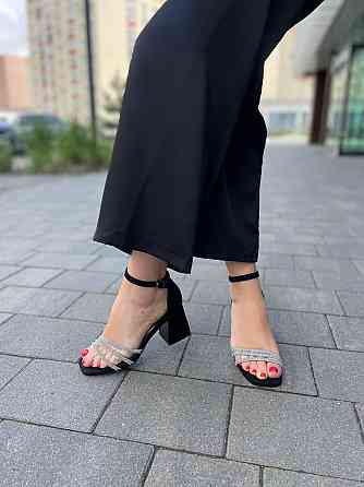 Meideli Стильні чорні босоніжки літні на підборах молодіжні зі штучної замші MEIDELI H008H-6 р. Киев