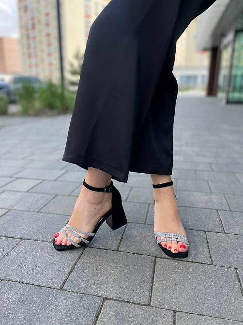 Meideli Стильні чорні босоніжки літні на підборах молодіжні зі штучної замші MEIDELI H008H-6 р. Киев - изображение 6