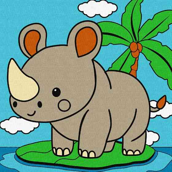 Картина за номерами "Носоріг" KHO9072, 25х25 см Вінниця