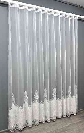 Тюль VR-Textil 1814т Бамбук с вышивкой и бархатом Белый 300х270 см (40-115) Киев