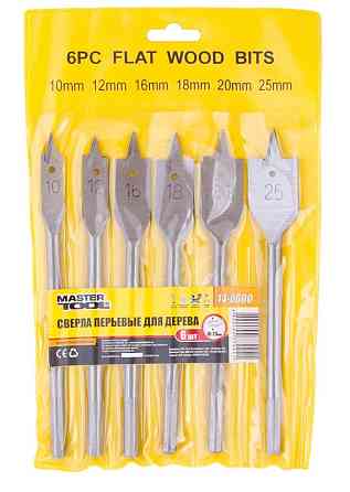 Набір свердел для дерева MASTERTOOL пір'яних 6 шт (10/12/16/18/20/25 мм) 14-0600 Рівне