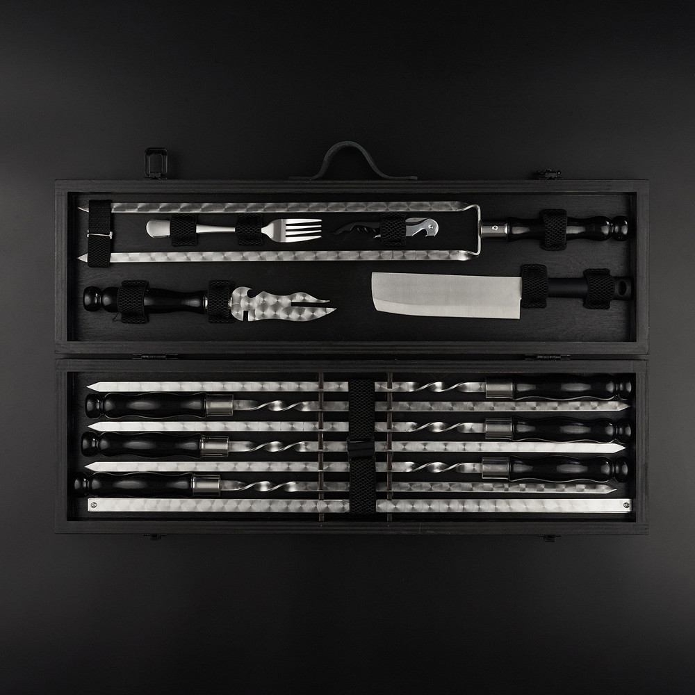 Шампури подарункові набір бокс для пікніка гриля та барбекю Оригінальні Віп подарунки на день народження татові, хлопцю, Тернопіль - фото 2