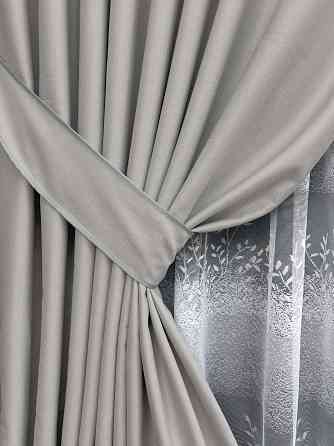 Комплект штор VR-Textil Шеніл 150х270 2шт і Тюль 600х270 1690ш-1680т Попелястий з білим 71-198/5 Київ