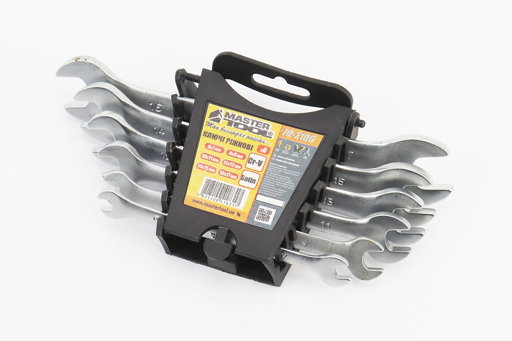 Набір ключів ріжкових 6шт (6х7/8х9/10х11/12х13/14х15/16х17мм) "пластиковий тримач" 70-2106 Київ - фото 1