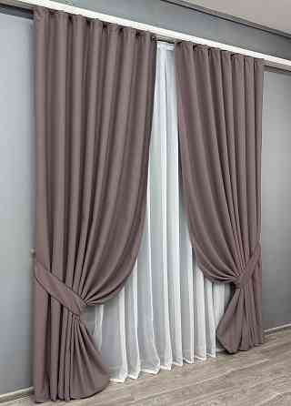 Комплект готових штор VR-Textil Блекаут Midnight № 1233ш Бурий 200х290 см 2 шт (32-298) Київ