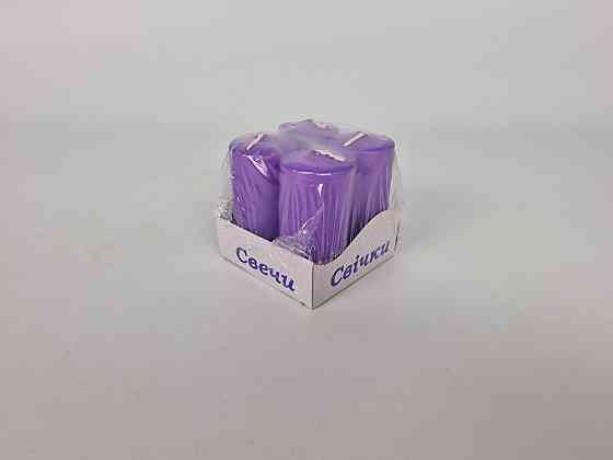 Цветная Цилиндр парафиновая свеча (40/80) ФИОЛЕТОВАЯ крашеная  внутри белая (4 шт) Харьков