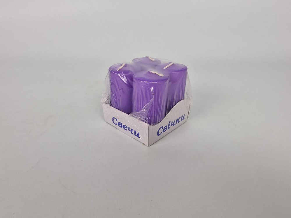 Цветная Цилиндр парафиновая свеча (40/80) ФИОЛЕТОВАЯ крашеная  внутри белая (4 шт) Харьков - изображение 1