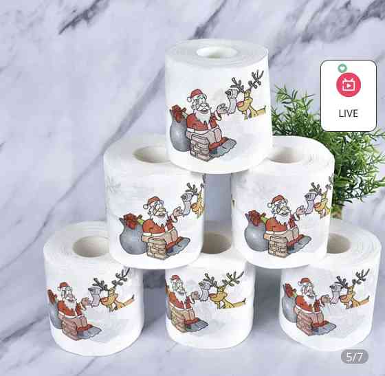 Новогодний декор, Туалетная бумага с принтом, Санта-Клаус и Олень (Дед мороз), декор для Нового года, 22м Киев