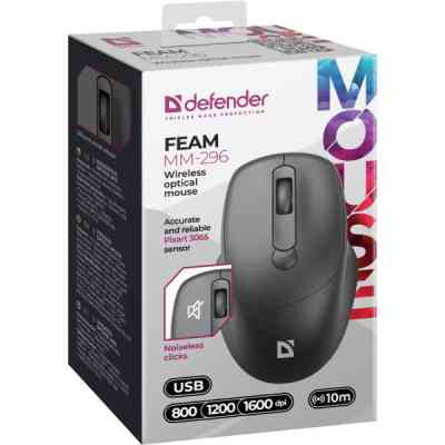 Мышка Defender Feam MM-296 Wireless Black (52296) Винница