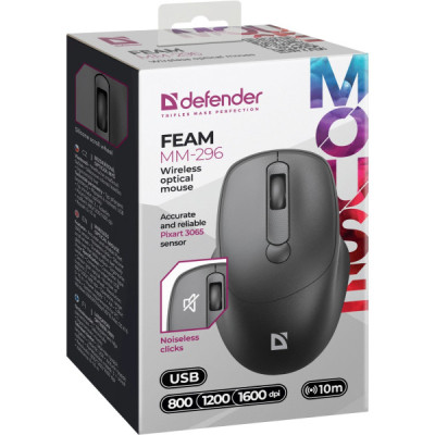 Мишка Defender Feam MM-296 Wireless Black (52296) Вінниця - фото 4