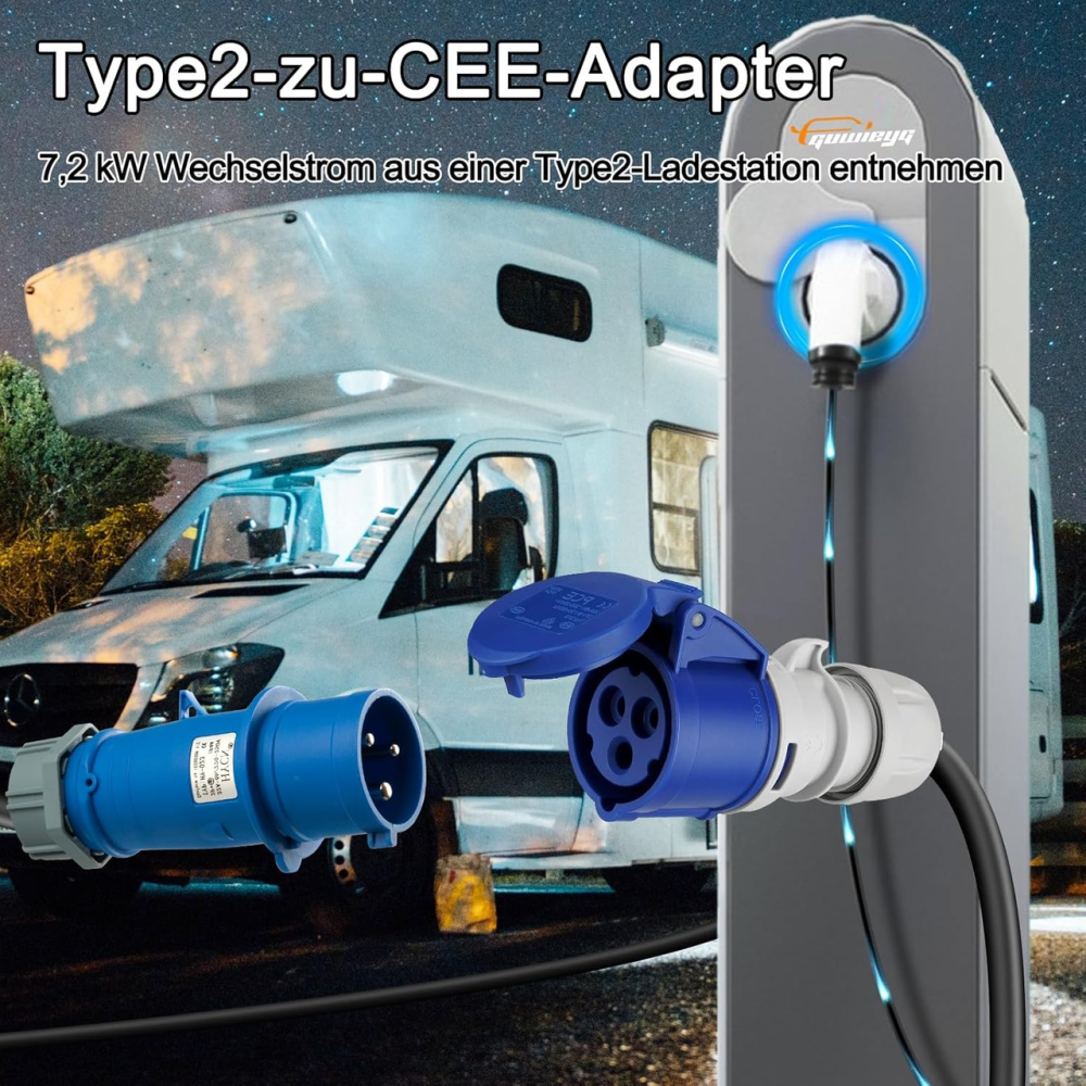 Адаптер Type 2 на CEE, [4 м | 32A | 7,2 кВт] Кабель IEC 62196 до розетки CEE, розвантажувач станції типу 2 Київ - фото 2