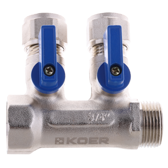 Колектор з кульовими кранами і фітингом Koer KR.1125-2 3/4