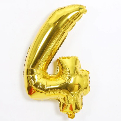 Шарик цифра 4 фольгированная 32 дюйма золотистый Киев - изображение 1