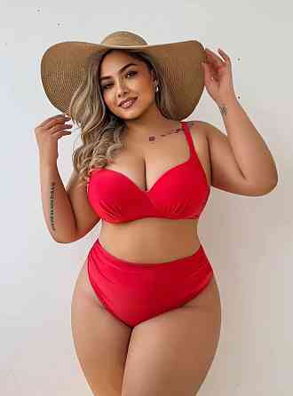 Купальник жіночий батал роздільний червоний 3XL Київ