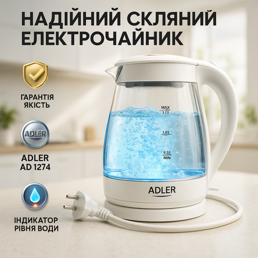 Электрочайник с автоматическим отключением при закипании Adler, Электрочайник чайник с подсветкой WU-81 Львов - изображение 10