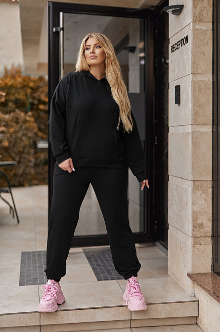 Спортивний костюм худі та джогери "Dante" | Норма і батал | Розпродаж моделі Чорний, 42-44 Київ - фото 2