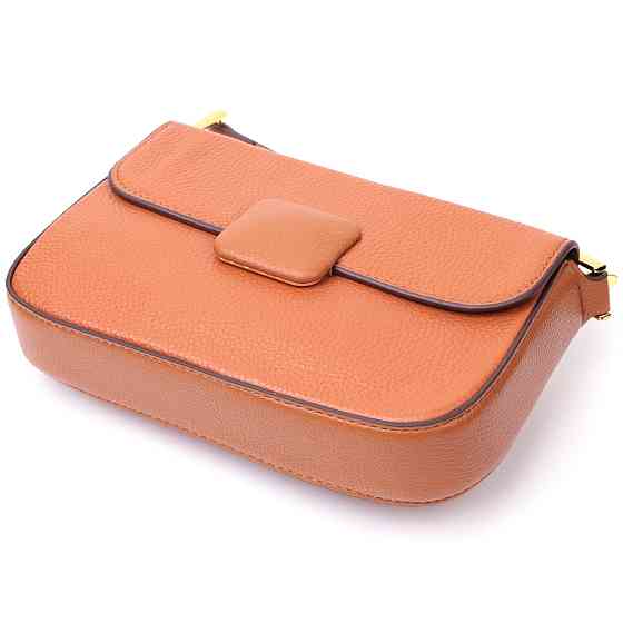 Модна сумка з жорстким каркасом з натуральної шкіри Vintage 22390 Коричнева Київ